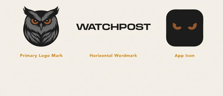 WATCHPOST owl logo, wordmark and app icon