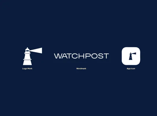 WATCHPOST logo direction: Lighthouse, blue